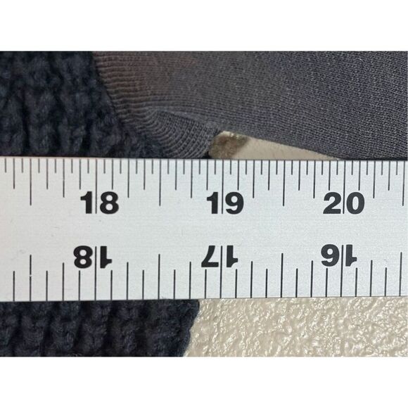 AllSaints Mather Crewneck Deep Blue 100% Leather Elbow Patch Sweater Men's M - Picture 9 of 9